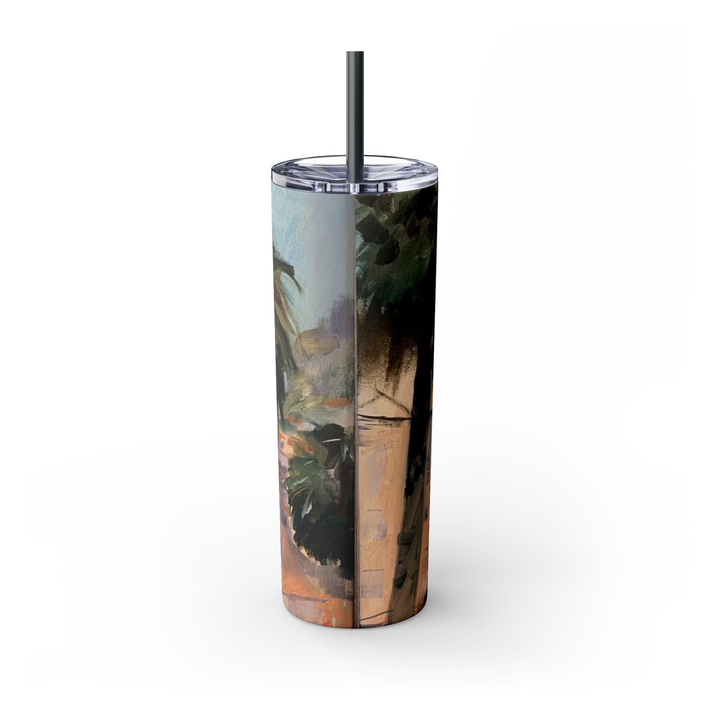 Tropical Tranquility: Palm Oasis (Skinny Tumbler with Straw, 20oz)