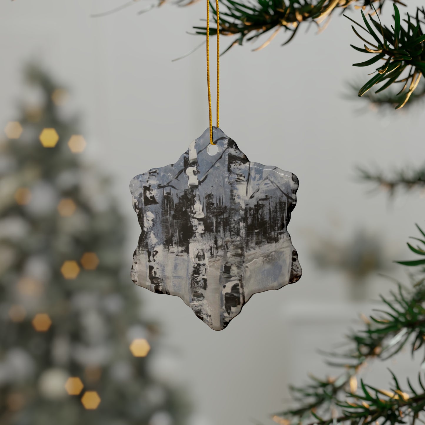 Birch Trees in the Snowy Stillness (Ceramic Ornaments (1pc, 3pcs, 5pcs, 10pcs))