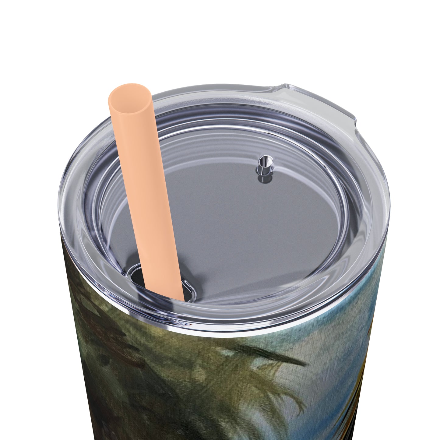 Tropical Tranquility: Palm Oasis (Skinny Tumbler with Straw, 20oz)