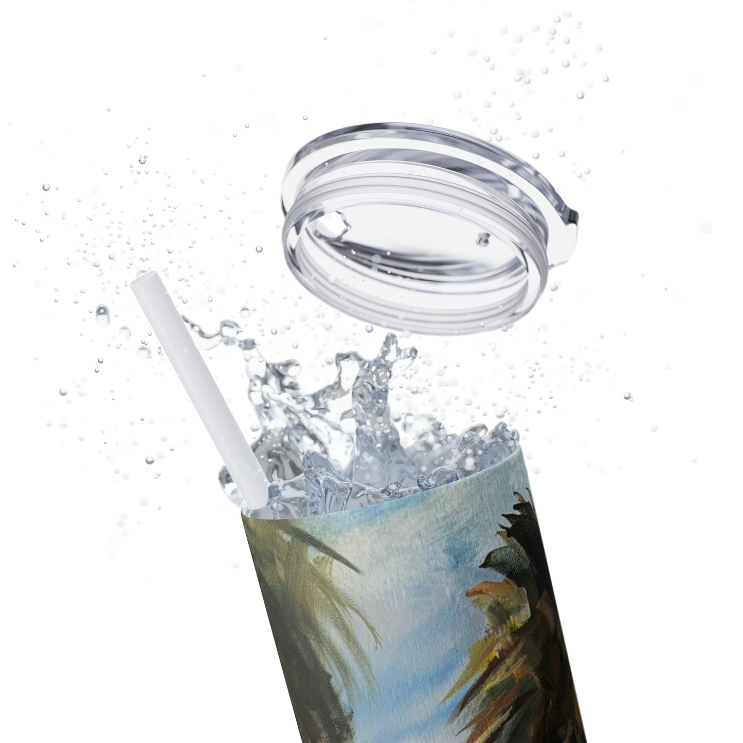 Tropical Tranquility: Palm Oasis (Skinny Tumbler with Straw, 20oz)