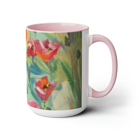 A Garden of Red Delights (Two-Tone Coffee Mugs, 15oz)