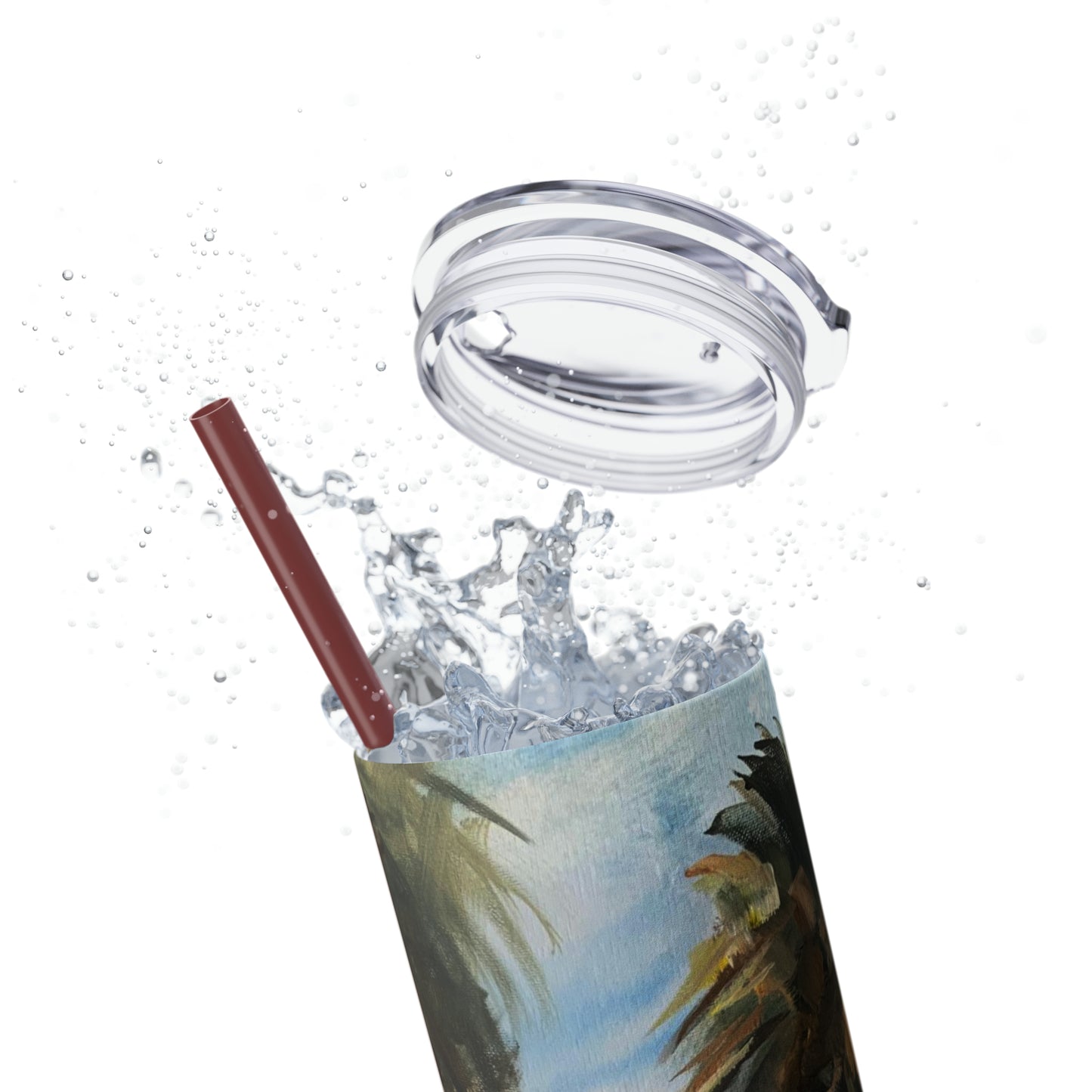 Tropical Tranquility: Palm Oasis (Skinny Tumbler with Straw, 20oz)