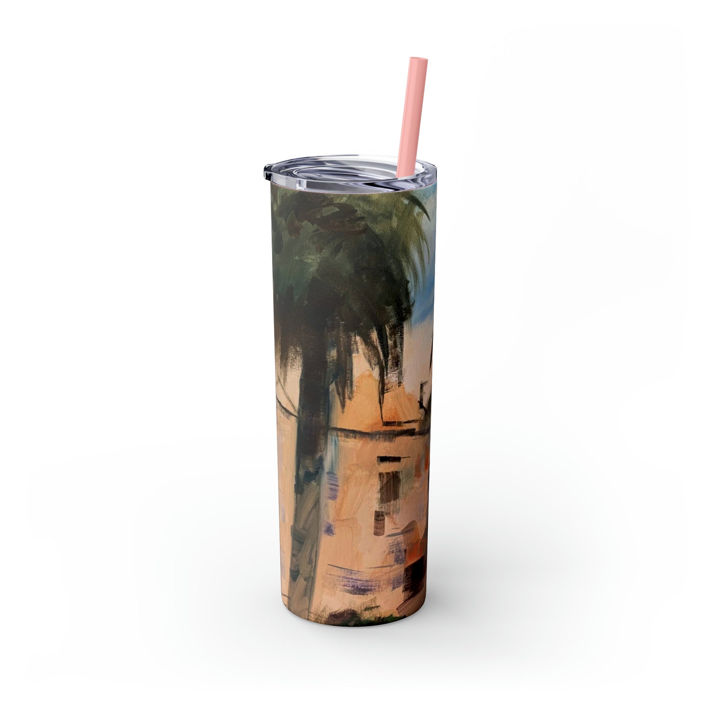 Tropical Tranquility: Palm Oasis (Skinny Tumbler with Straw, 20oz)