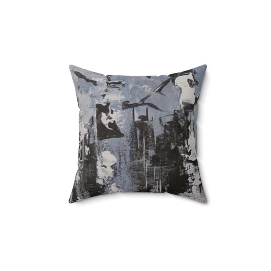 Birch Trees in the Snowy Stillness (Spun Polyester Square Pillow)