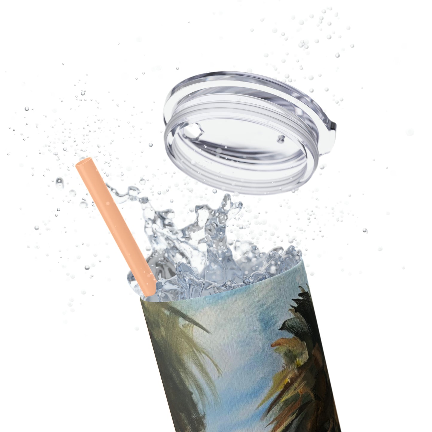 Tropical Tranquility: Palm Oasis (Skinny Tumbler with Straw, 20oz)