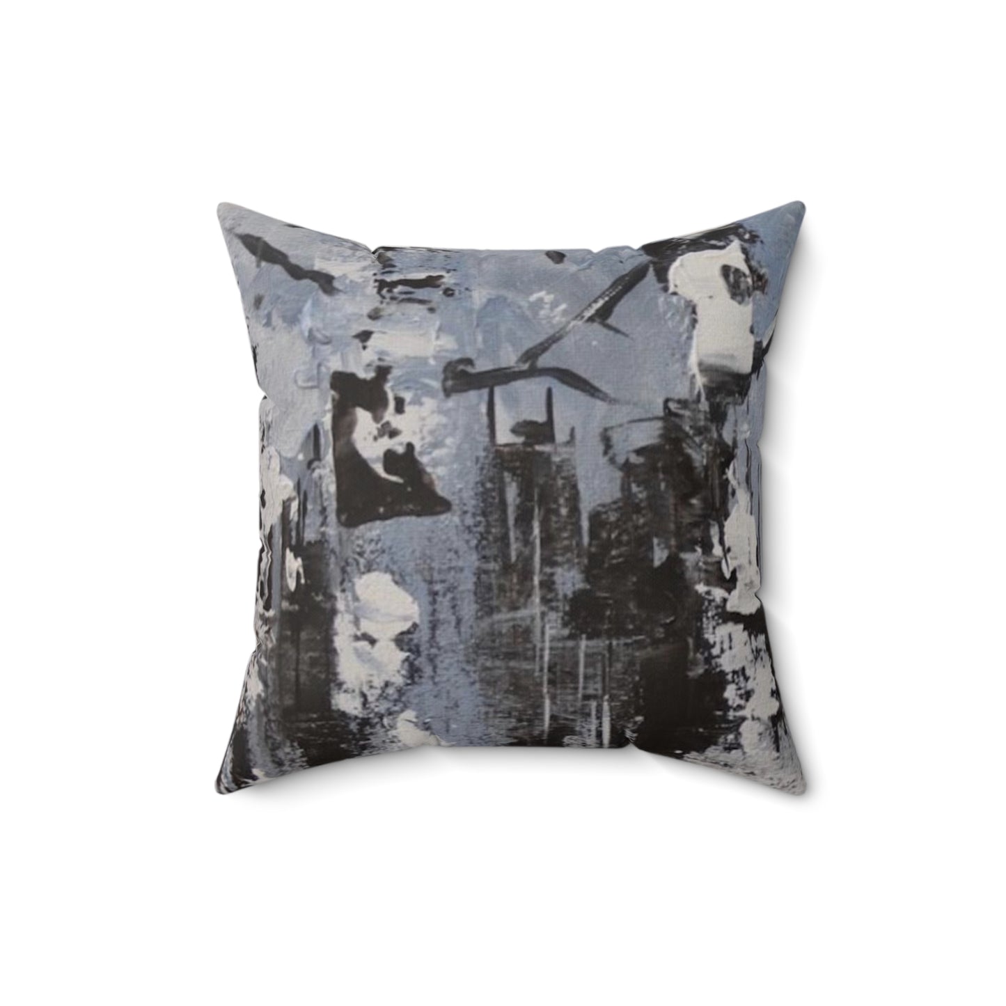 Birch Trees in the Snowy Stillness (Spun Polyester Square Pillow)