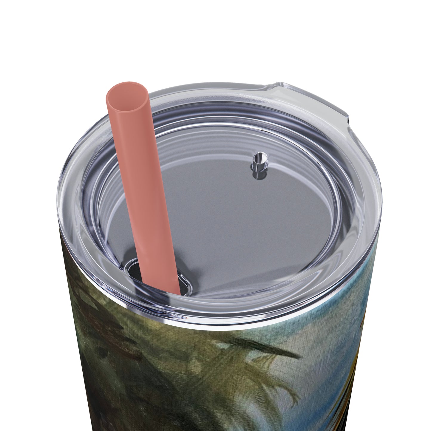 Tropical Tranquility: Palm Oasis (Skinny Tumbler with Straw, 20oz)