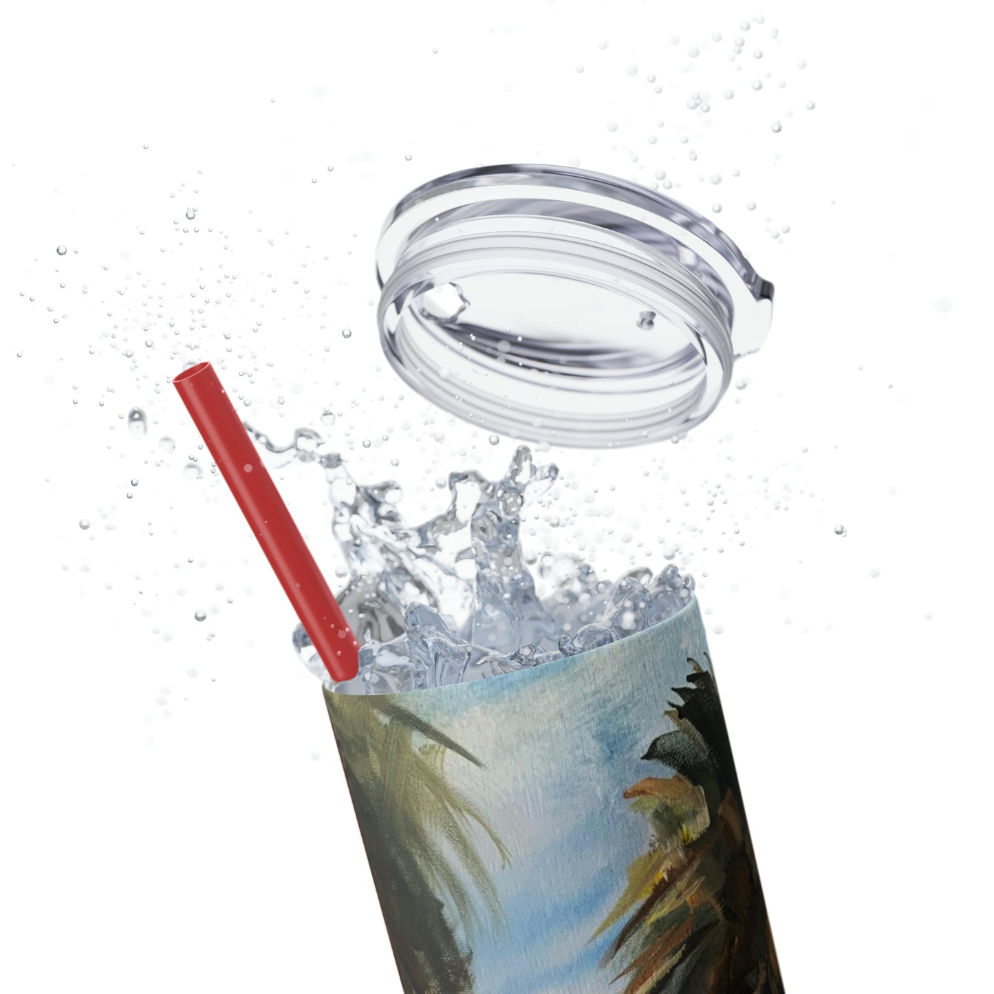 Tropical Tranquility: Palm Oasis (Skinny Tumbler with Straw, 20oz)