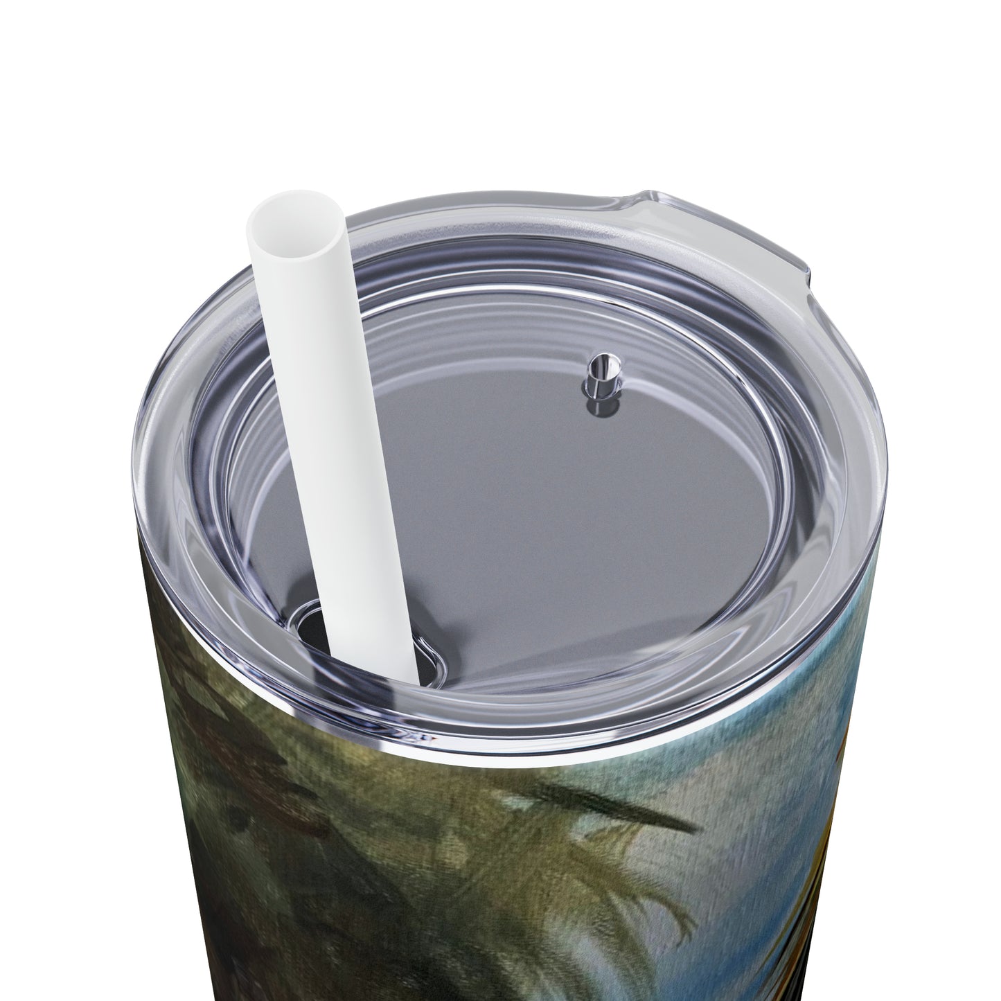 Tropical Tranquility: Palm Oasis (Skinny Tumbler with Straw, 20oz)