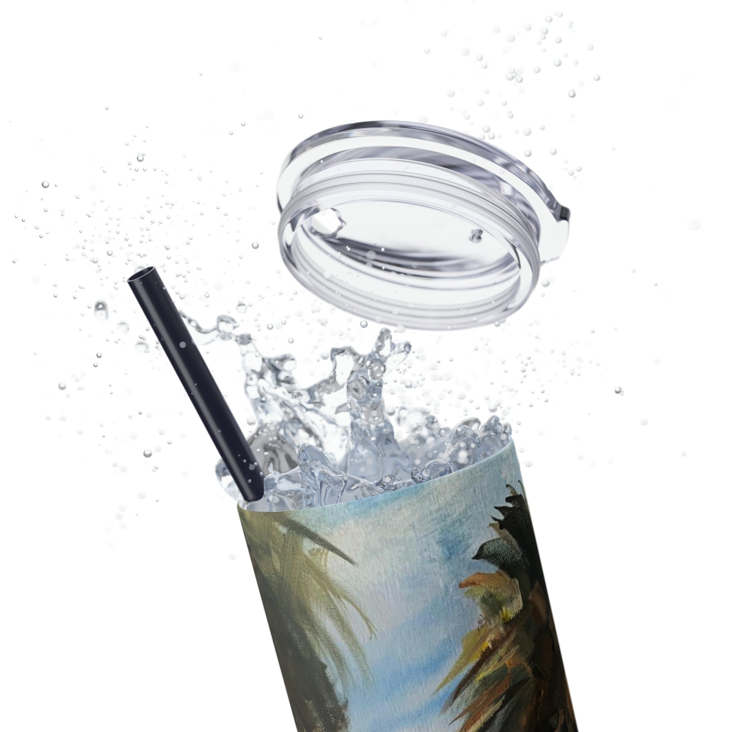 Tropical Tranquility: Palm Oasis (Skinny Tumbler with Straw, 20oz)