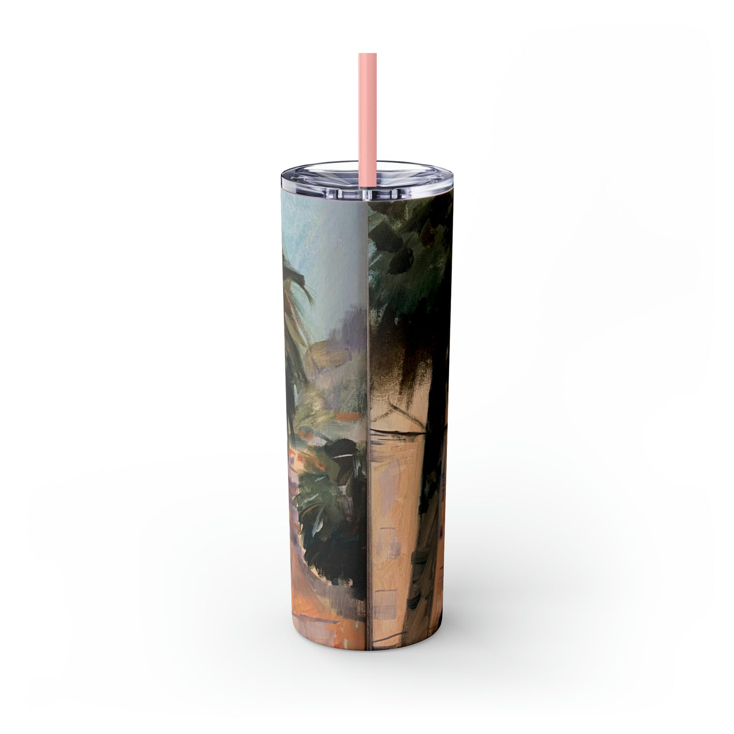 Tropical Tranquility: Palm Oasis (Skinny Tumbler with Straw, 20oz)