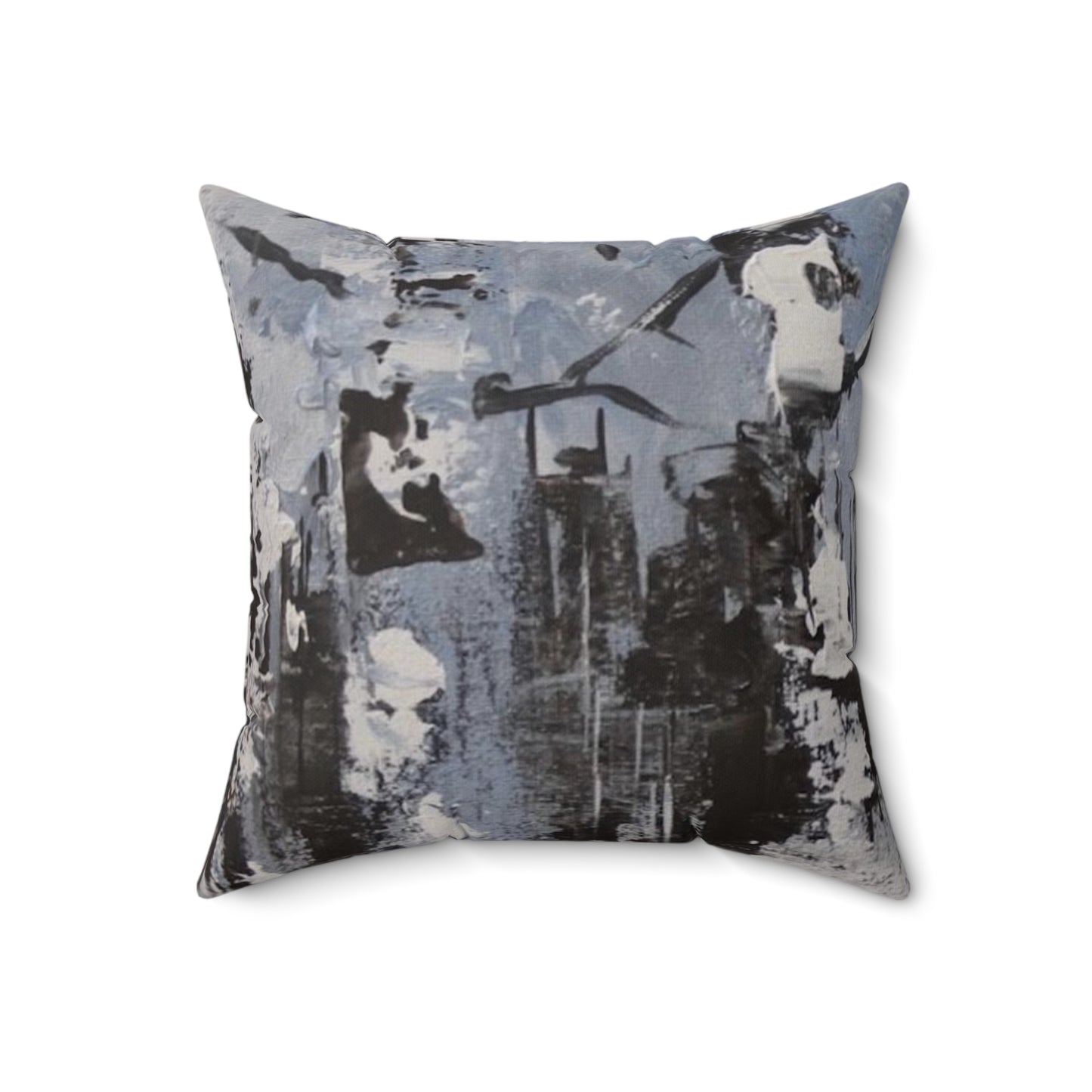 Birch Trees in the Snowy Stillness (Spun Polyester Square Pillow)