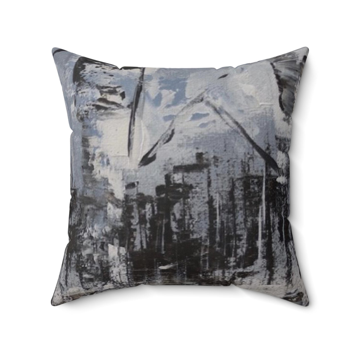 Birch Trees in the Snowy Stillness (Spun Polyester Square Pillow)