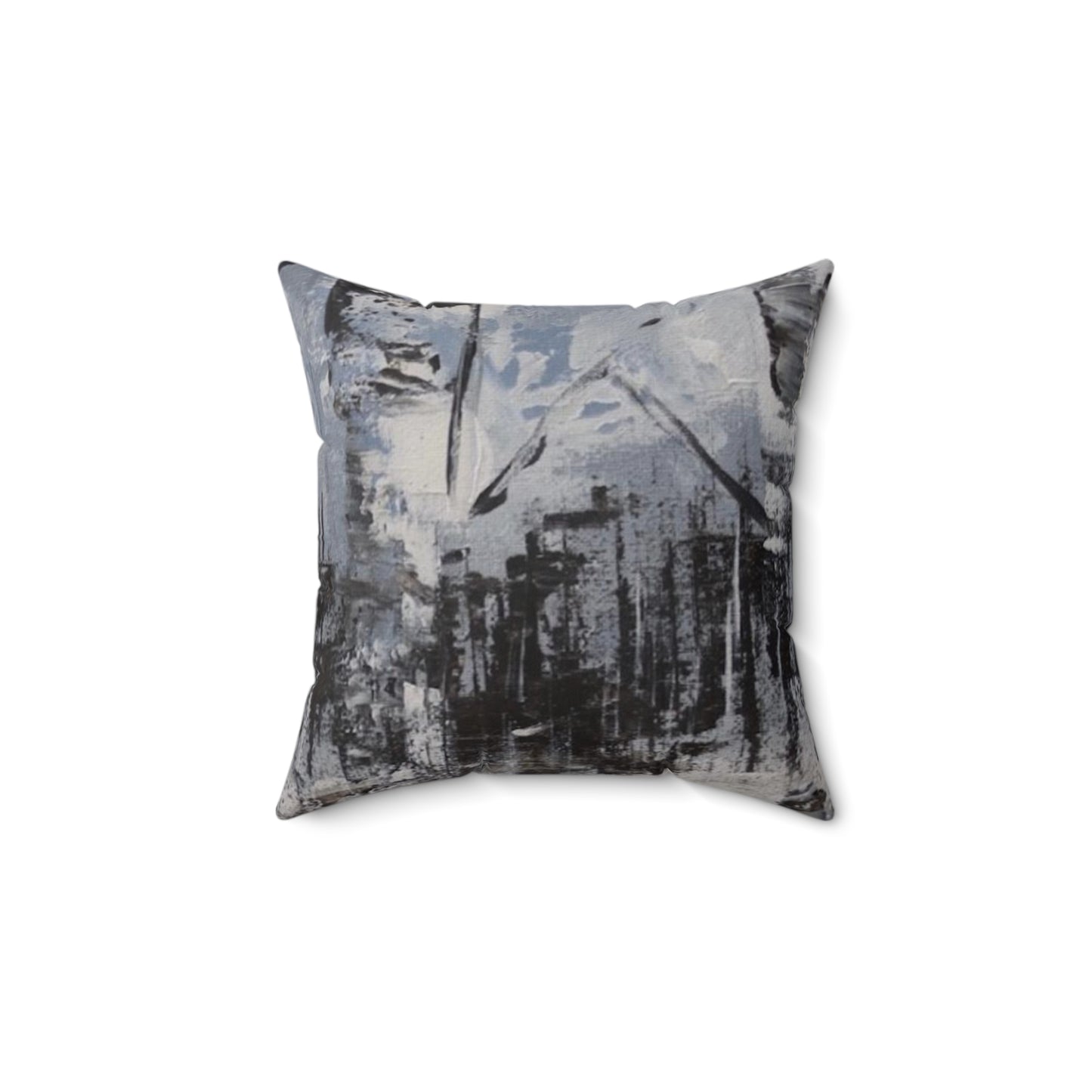 Birch Trees in the Snowy Stillness (Spun Polyester Square Pillow)