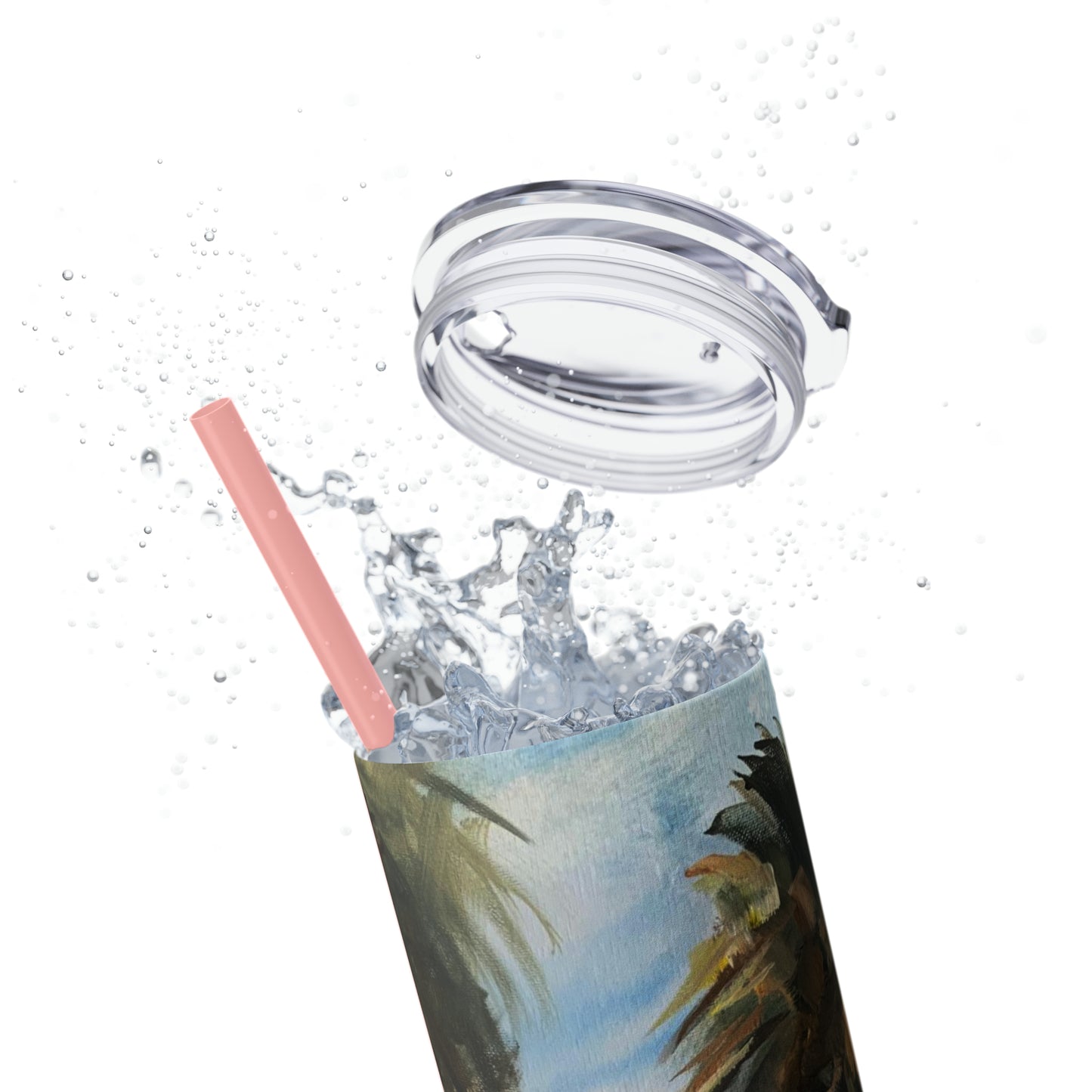 Tropical Tranquility: Palm Oasis (Skinny Tumbler with Straw, 20oz)