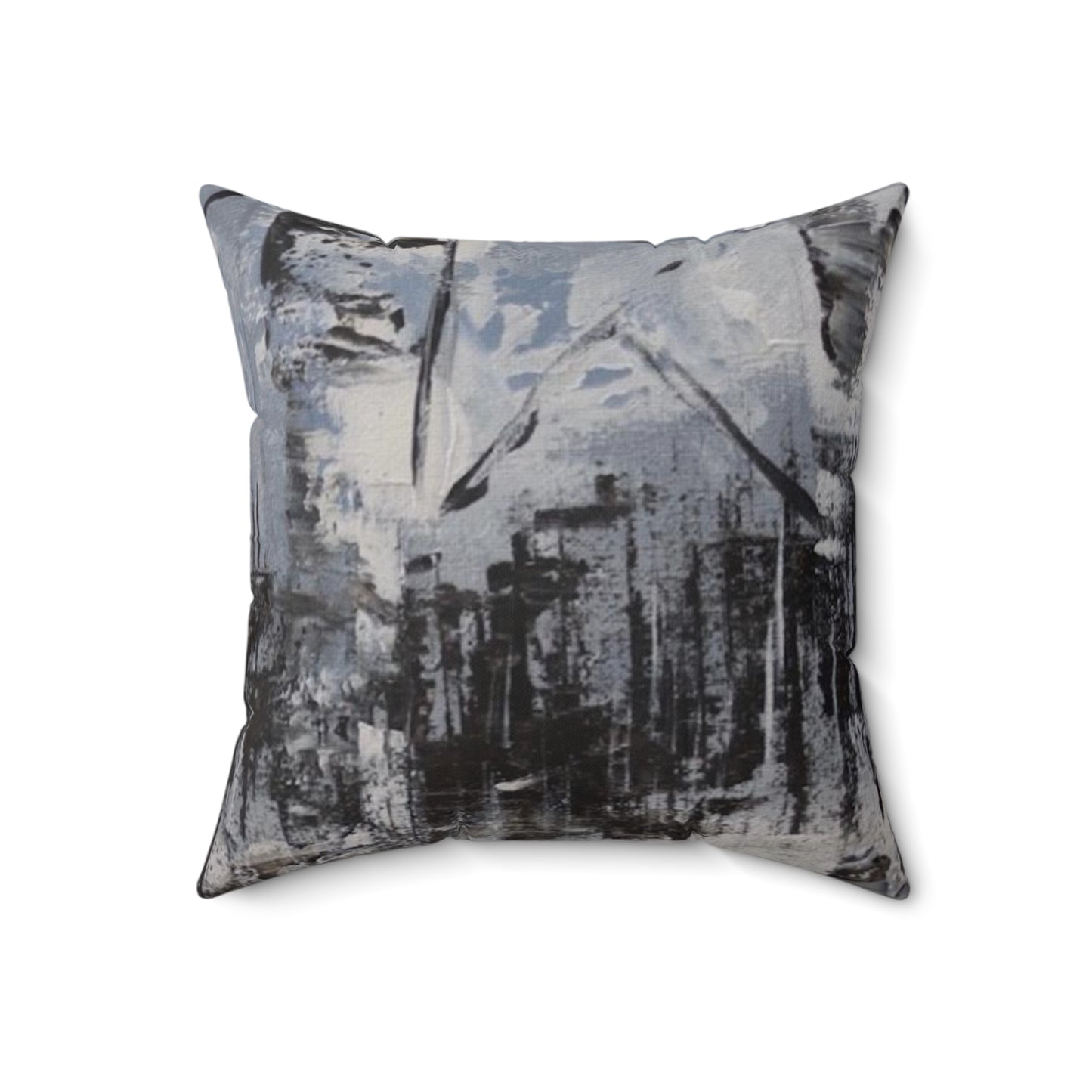 Birch Trees in the Snowy Stillness (Spun Polyester Square Pillow)