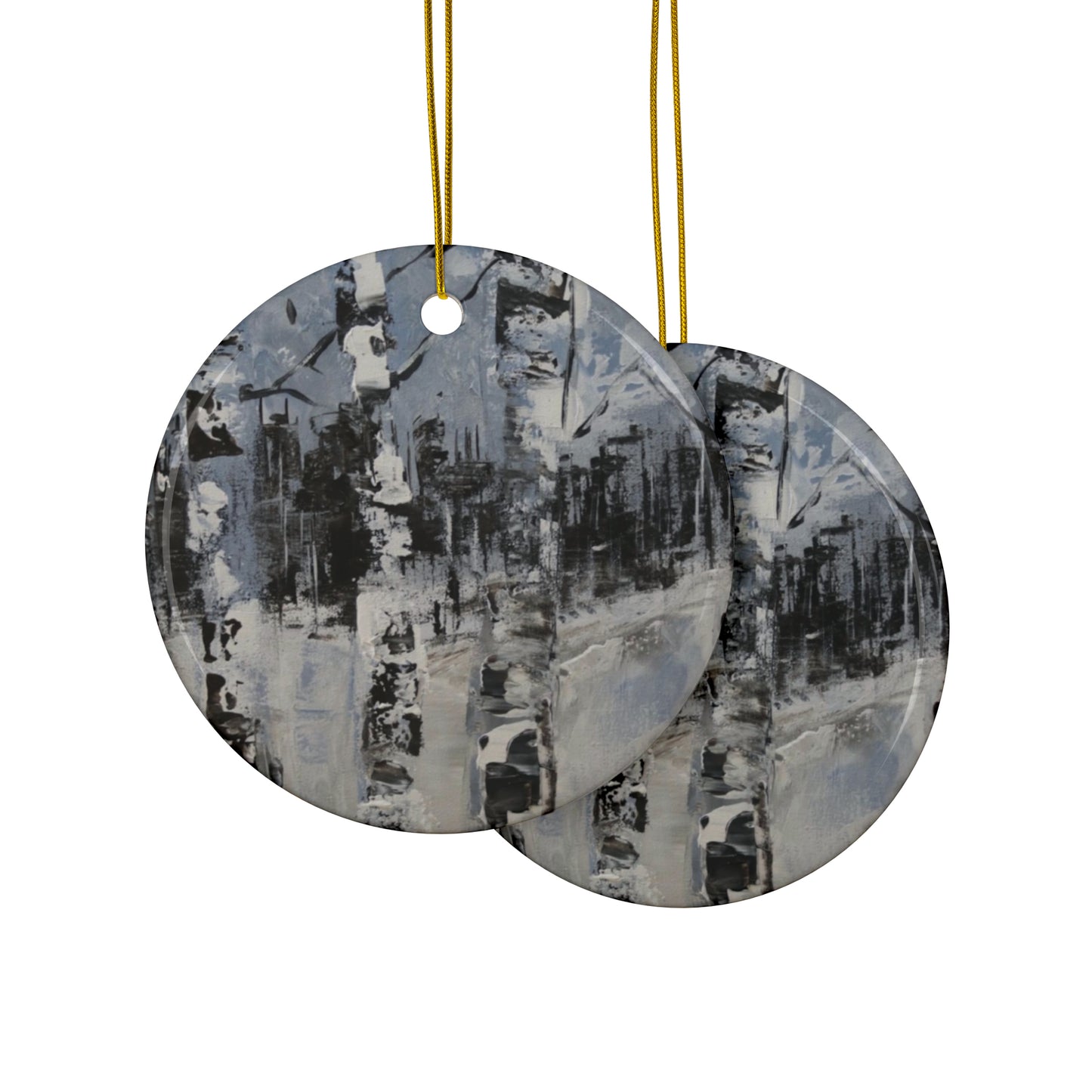 Birch Trees in the Snowy Stillness (Ceramic Ornaments (1pc, 3pcs, 5pcs, 10pcs))