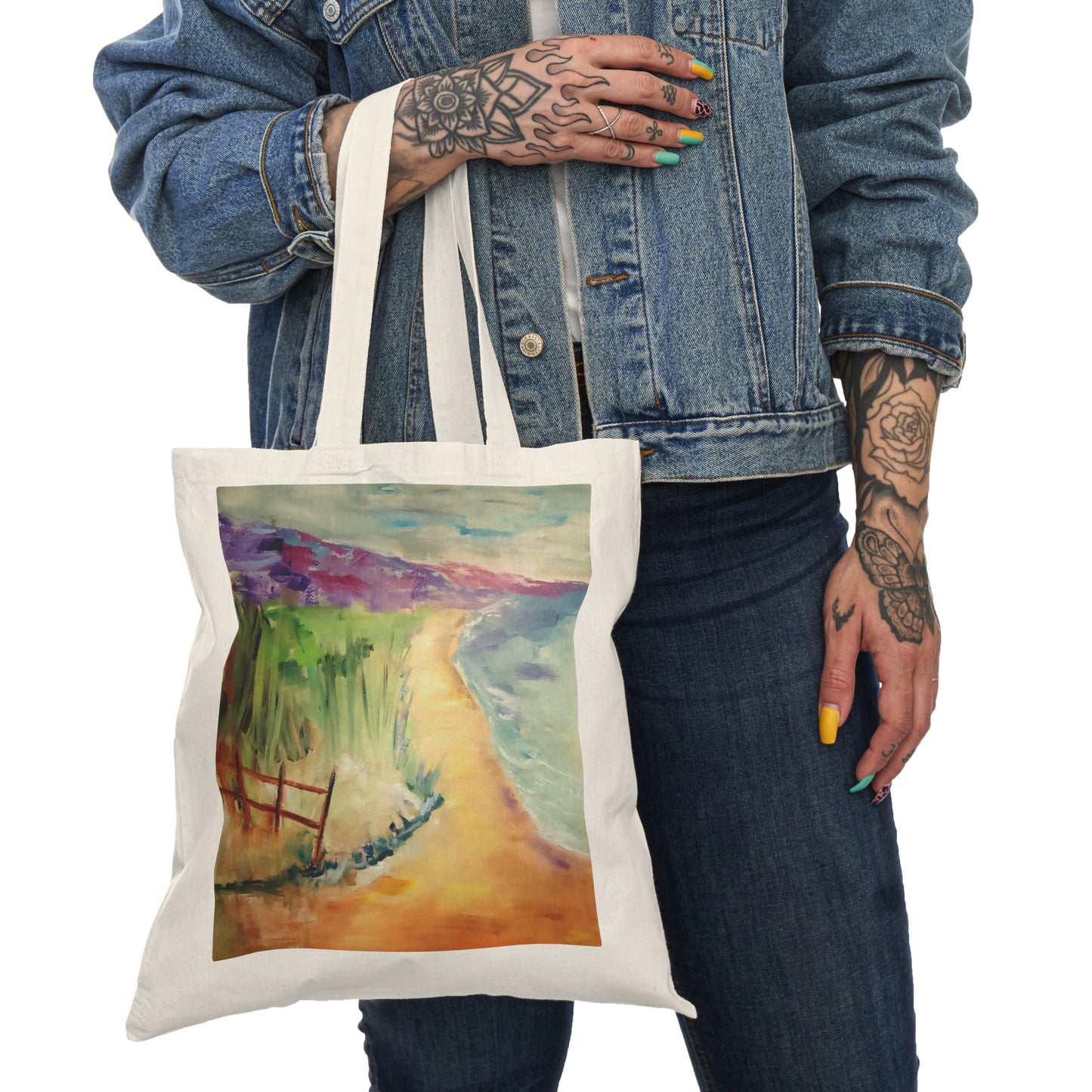 Lavender Dreams: Waterside Walkway (Natural Tote Bag)