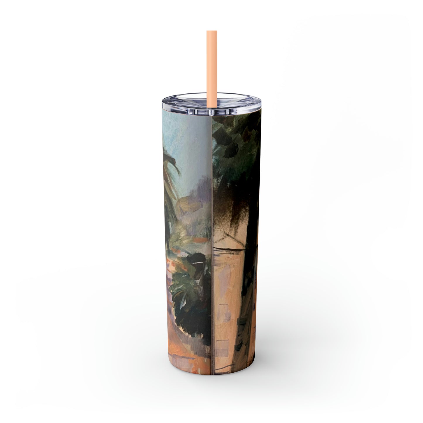 Tropical Tranquility: Palm Oasis (Skinny Tumbler with Straw, 20oz)