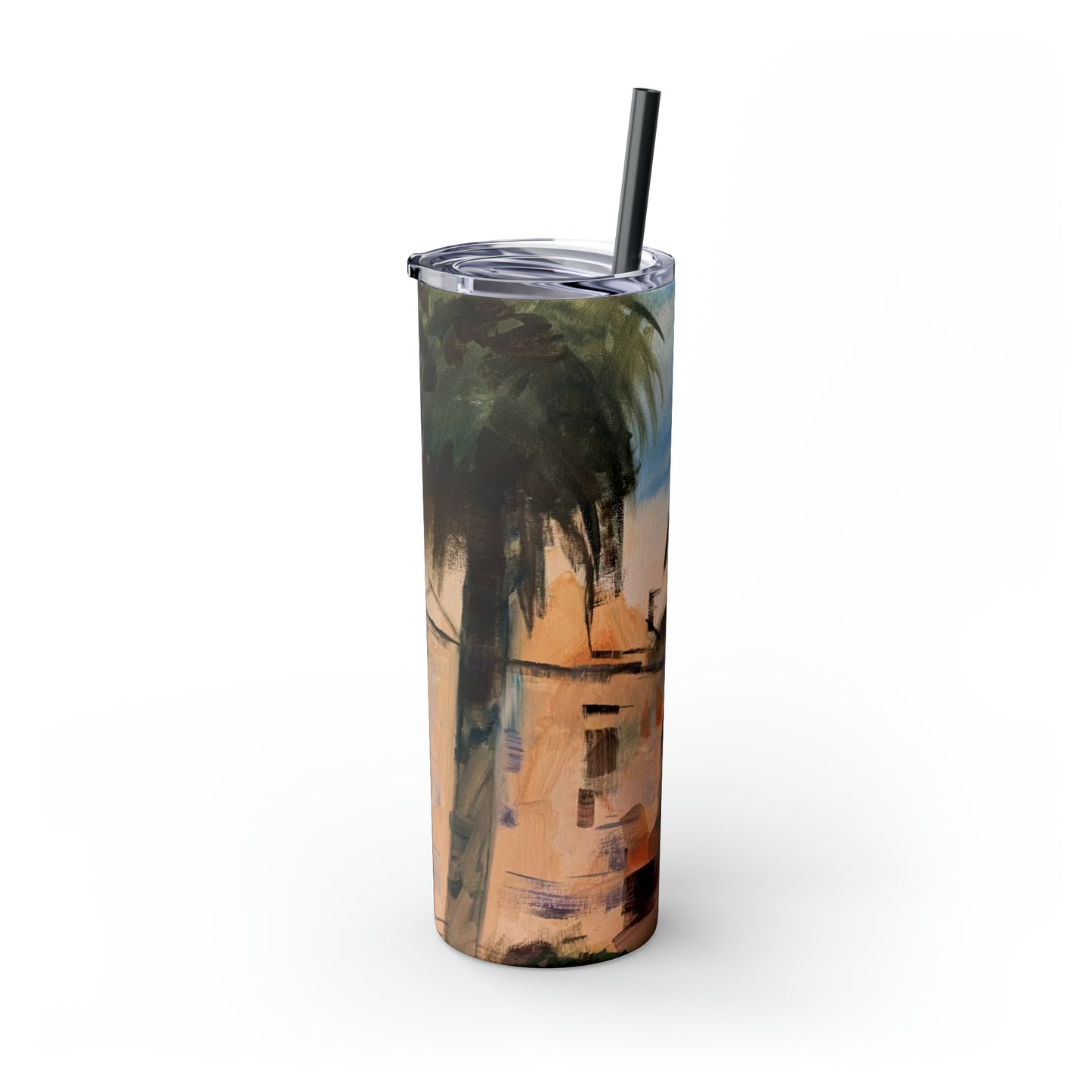 Tropical Tranquility: Palm Oasis (Skinny Tumbler with Straw, 20oz)