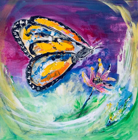 Monarch Majesty: Floral Landing -  from [store] by Janice Priddy Paintings - 