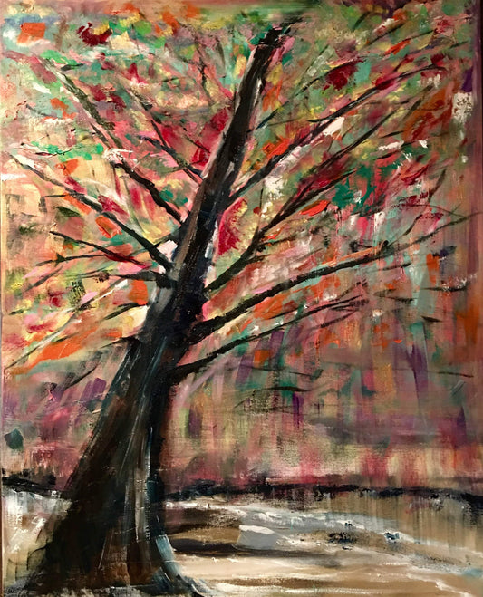 Contrasting Whispers: The Black Tree's Secret -  from [store] by Janice Priddy Paintings - 