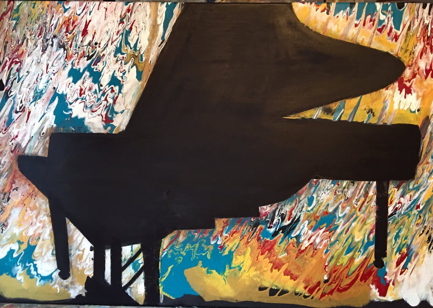 Harmonious Hues: The Vibrant Piano - Commissioned from [store] by Janice Priddy Paintings - 